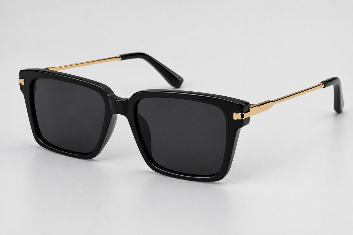 Black Essential Square Sunglasses
