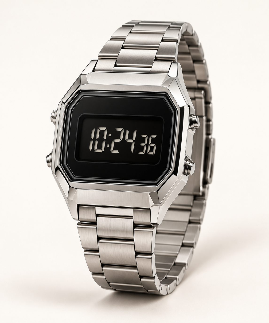 Retro Silver Digital Watch